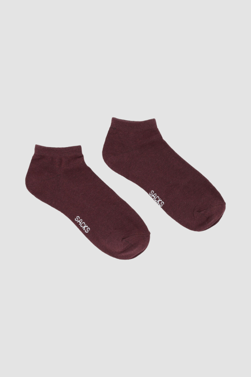 Medias cortas al tobillo en colores lisos Bordeaux oscuro