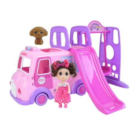 Muñeca con mascota y combi con luz y sonido Muñeca con mascota y combi con luz y sonido