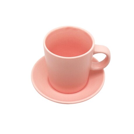 Taza con plato 90ml rosa