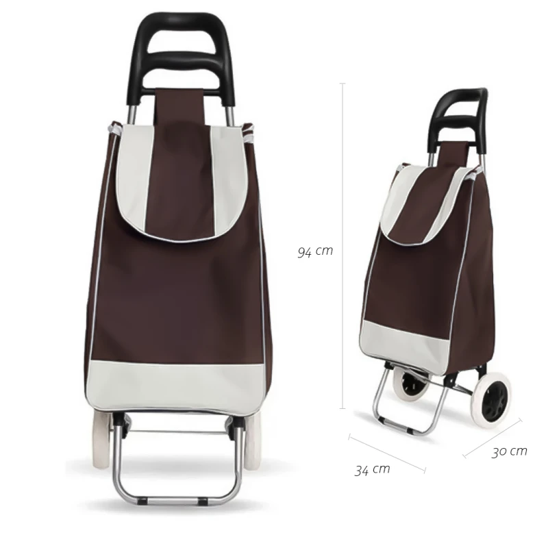 Carrito de Compras con Bolso para Feria Marrón