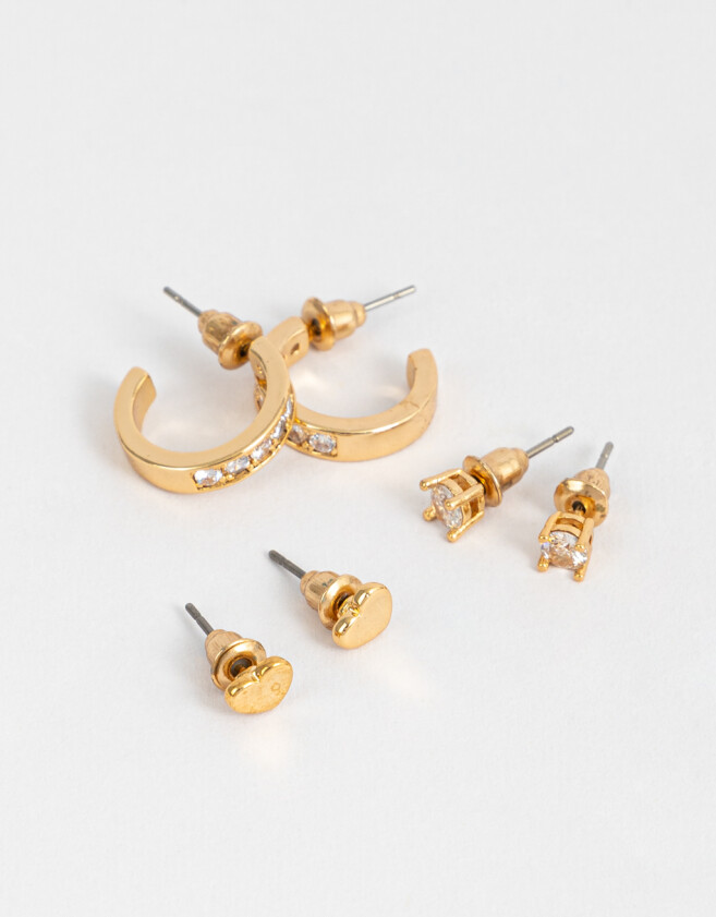 Aros Sets Con cubic zirconia Set De Aros Oro Zirconia - Dorado