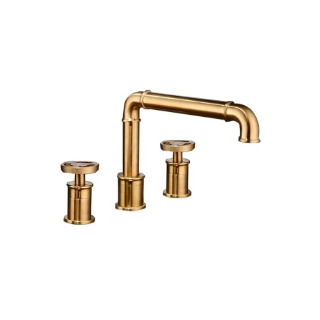 Lavatorio Bimando Tipo Industrial Oro Satinado 000