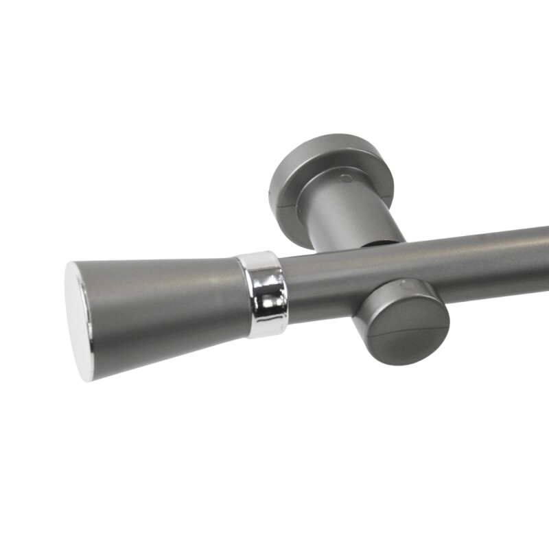 Barrote cortina de metal 2 m + 2 Soportes PLATEADO