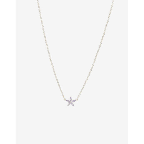 Collar Con Dije Floral Cubic Plateado