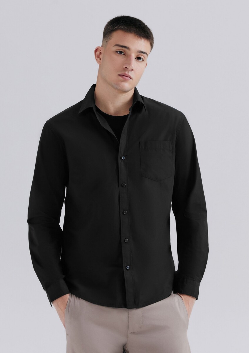 CAMISA BÁSICA DE ALGODÓN - NEGRO 