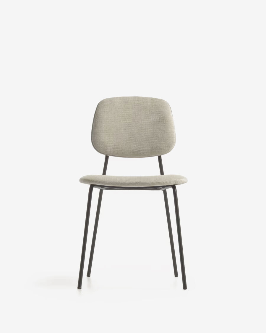 Silla apilable Benilda beige, chapa de roble y acero con acabado negro Silla apilable Benilda beige, chapa de roble y acero con acabado negro