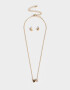 Bijouterie Set Set De Aros Y Cadena Bañado En Oro - Dorado