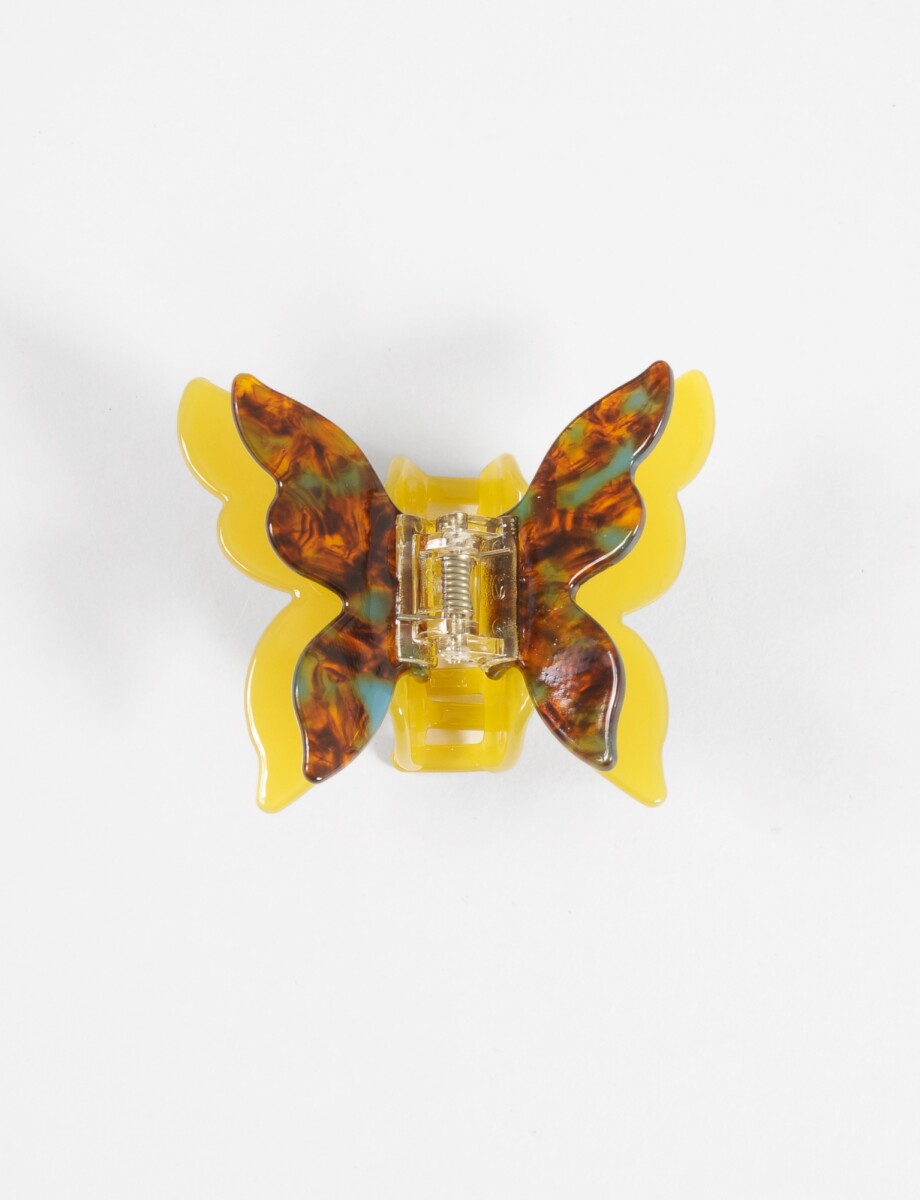 Broche mariposa acrílico - mostaza 