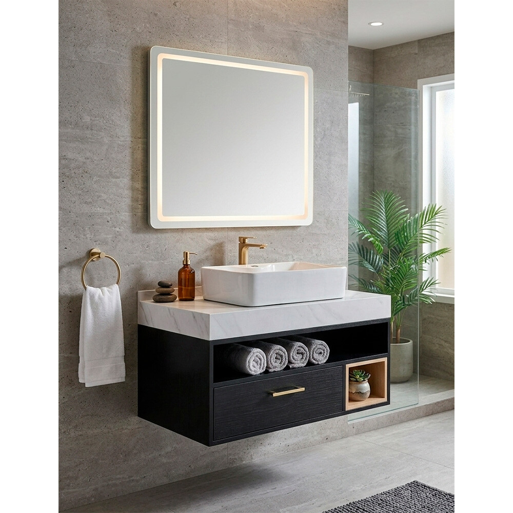 MUEBLE DE BAÑO CON ESPEJO LUZ LED MODELO OY1059-80F / MUEBLE + BACHA + ESPEJO LED - 80 cm Mueble De Baño Con Espejo Luz Led Modelo Oy1059-80f / Mueble + Bacha + Espejo Led - 80 Cm