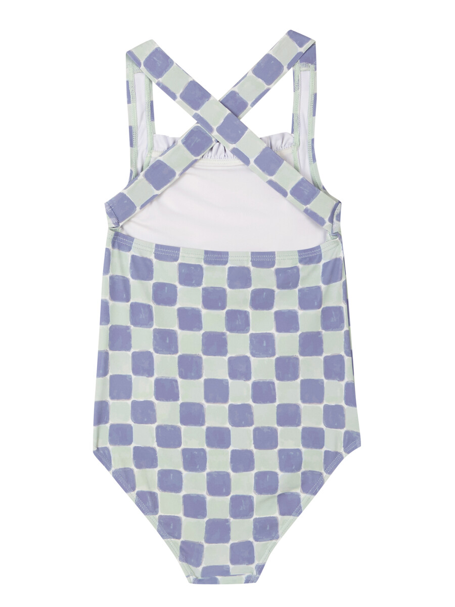 Bañador Estampado De Cuadros Azul