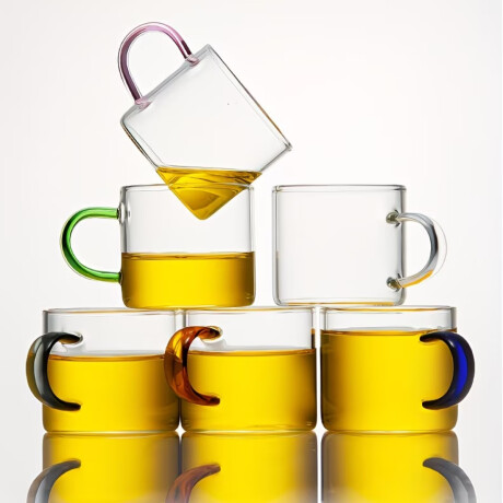 Set x6 Taza de vidrio con asa de color - 120ml Sc