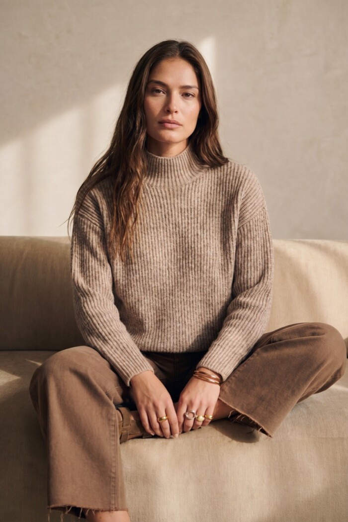 Polera Texturada Beige Melange