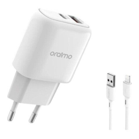 Kit Cargador Oraimo 18 W Blanco con Cable Lightning Kit Cargador Oraimo 18 W Blanco con Cable Lightning