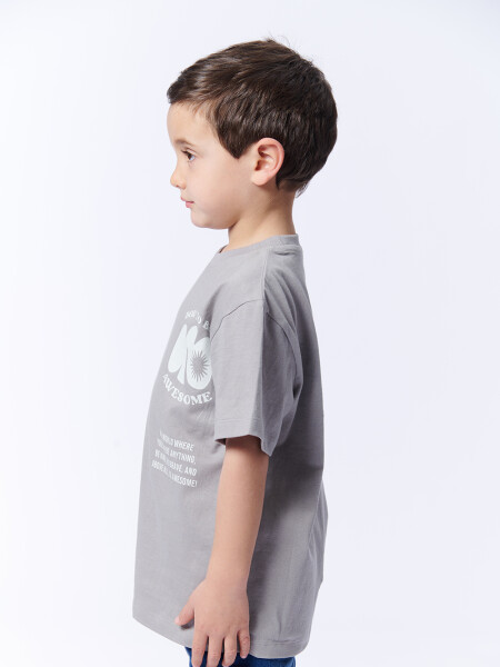 Remera Manga Corta Estampa Awesome Gris