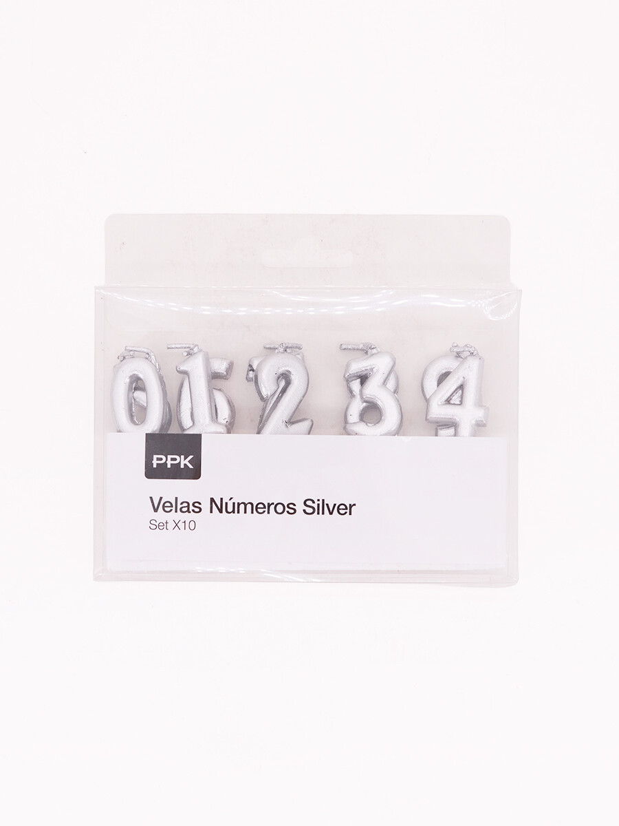 VELAS NUMEROS SILVER 10 PCS - PLATEADO 