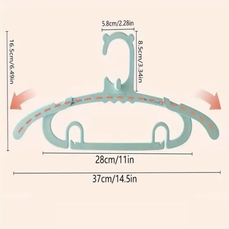 Percha Plástica X3 Colgar Ropa Infantil Bebé Ajustable Rosa