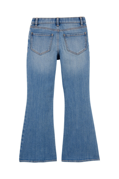 Pantalón jean, tiro alto, dobladillo dividido Sin color