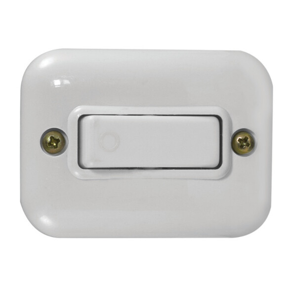 Caja exterior con pulsador 10A blanco, Vulcano M41160