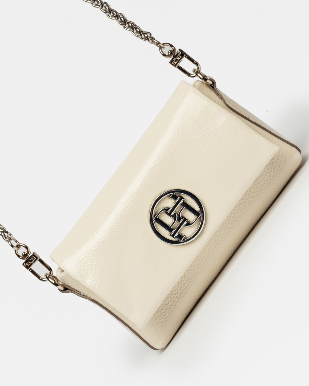 Mini bag Bloom en cuero charol arrugado Natural