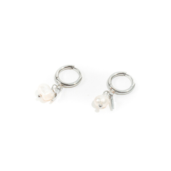 Aritos acero con perlas Aritos acero con perlas