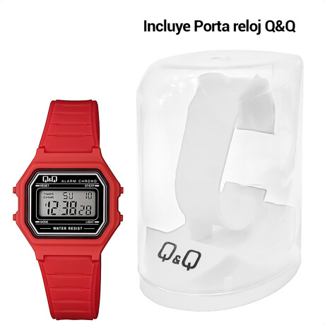 Reloj Q&Q Classic Digital Unisex Resistente Al Agua Rojo