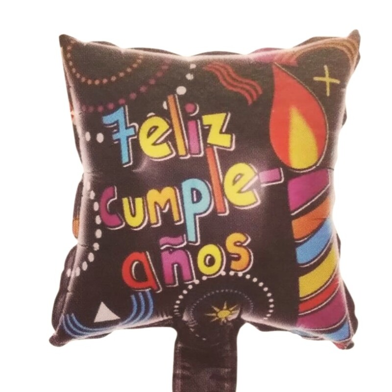 Mini Globo metalizado Feliz cumpleaños negro con velita Mini Globo metalizado Feliz cumpleaños negro con velita