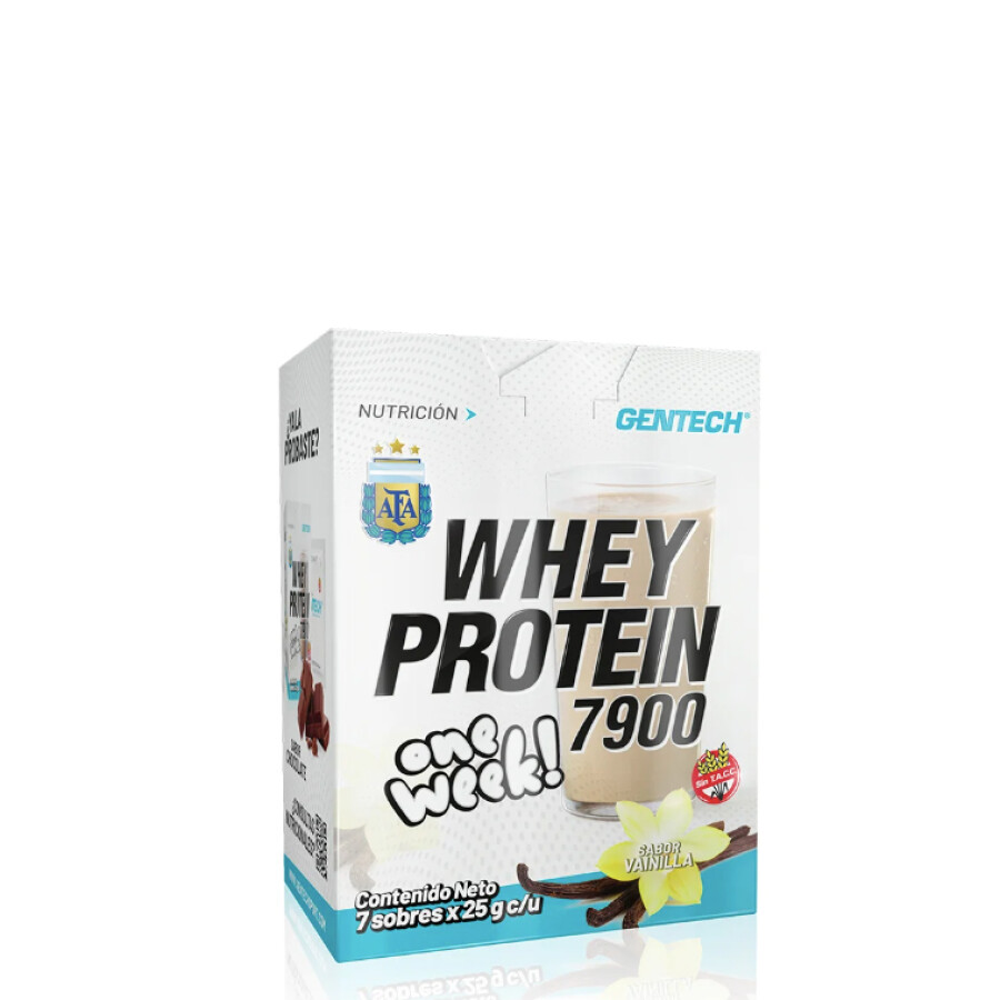 Suplemento Gentech One Week Whey Protein 7900 caja x 7 sobres - Sabor vainilla Vainilla