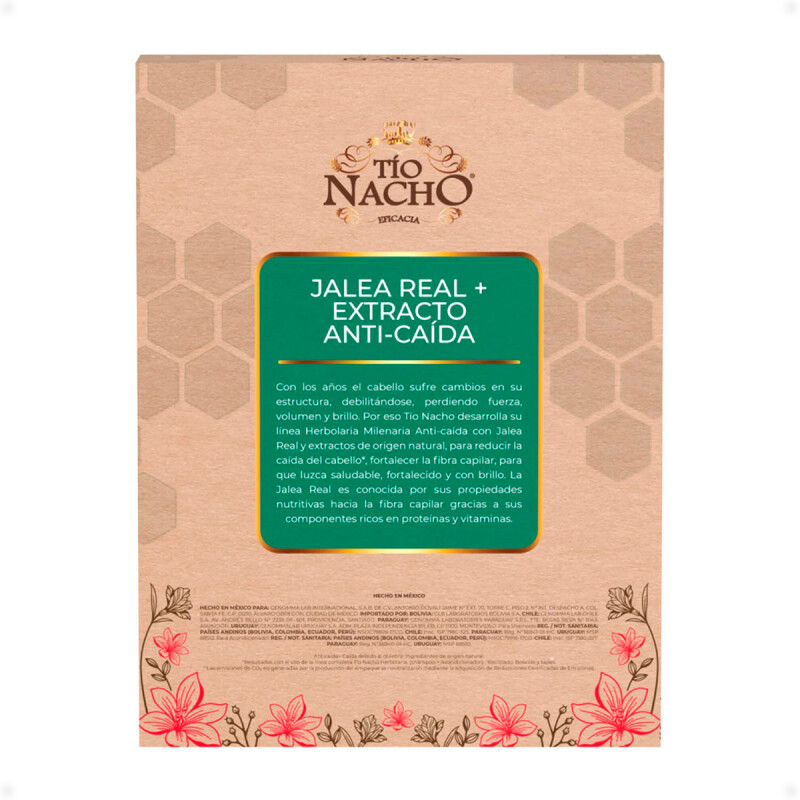 Pack Shampoo y Acondicionador Herbolaria Milenaria Jalea Real y Extractos Anticaída Tío Nacho de 415 ML Pack Shampoo y Acondicionador Herbolaria Milenaria Jalea Real y Extractos Anticaída Tío Nacho de 415 ML