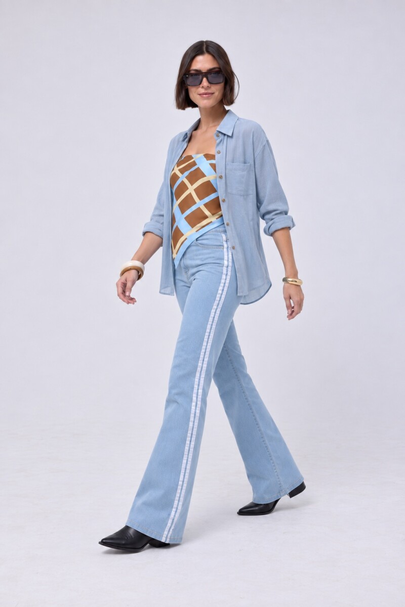 Camisa lino - Celeste 