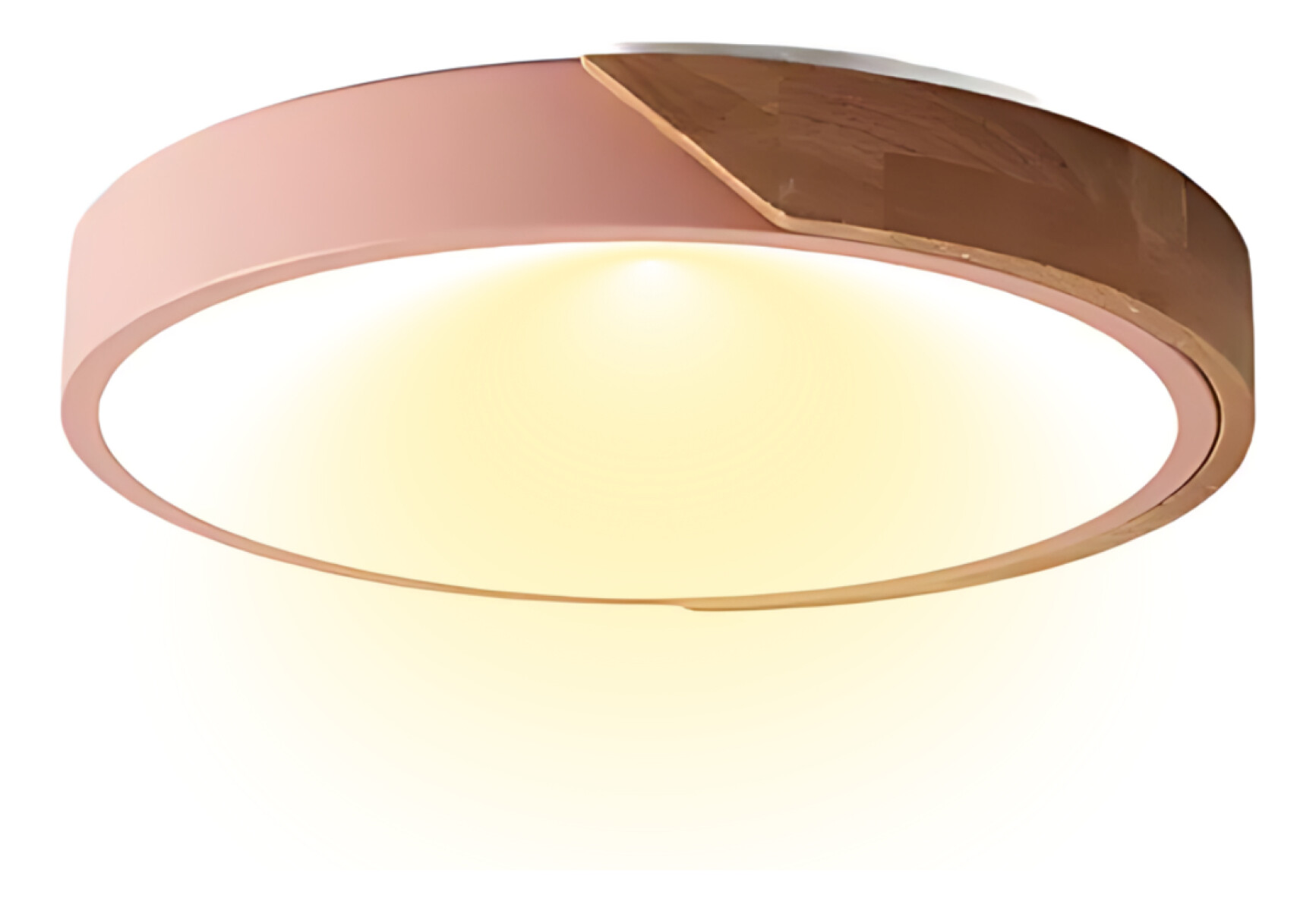 Luminaria Luz Fria Plafon Led Diám 30cm Metal Y Madera 