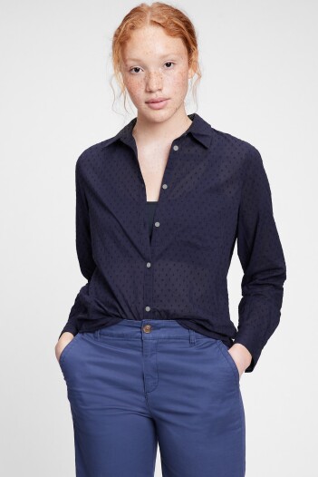 Camisa Clásica Mujer Navy Clip Dot