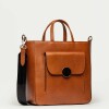 Shopper The Circle en cuero liso Cuoio
