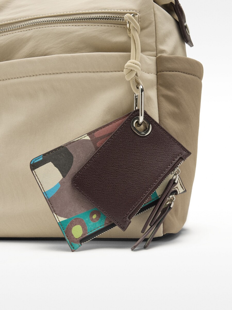 Mochila De Nylon Con Colgante crudo