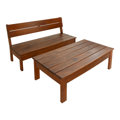 Sillón Barcelona Triple Jardín Madera 1.70 m + Mesa Sillón Barcelona Triple Jardín Madera 1.70 m + Mesa