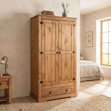 Ropero 2 puertas 1 Cajion Madera Linea Mexicana Nogal