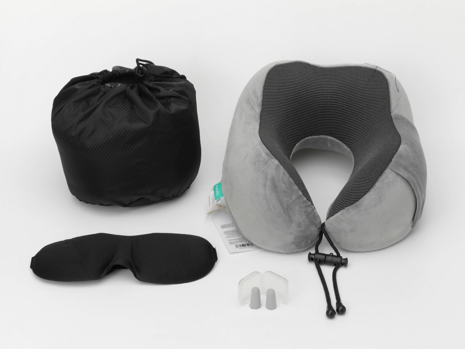 ALMOHADA CERVICAL DE ESPUMA VISCOELÁSTICA EN FORMA DE U CON ANTIFAZ Y TAPONES PA 