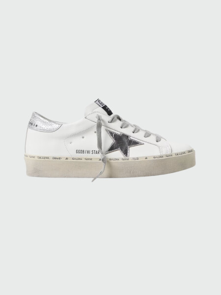 Golden Goose-Championes de cuero acordonados con suela alta , HI Star Blanco