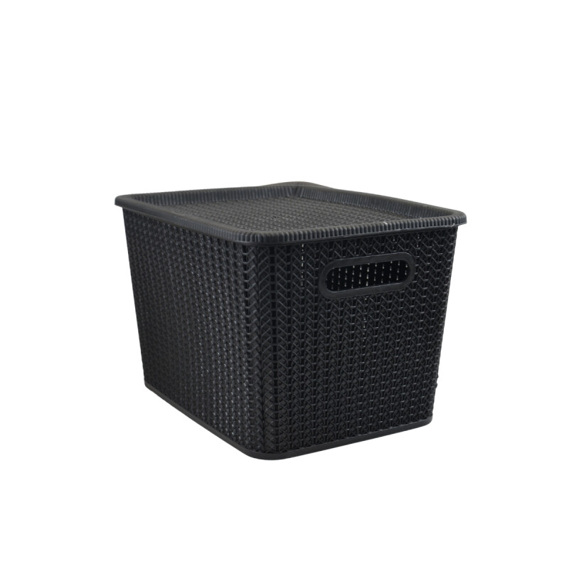 Caja organizadora símil ratán 20lt NEGRO