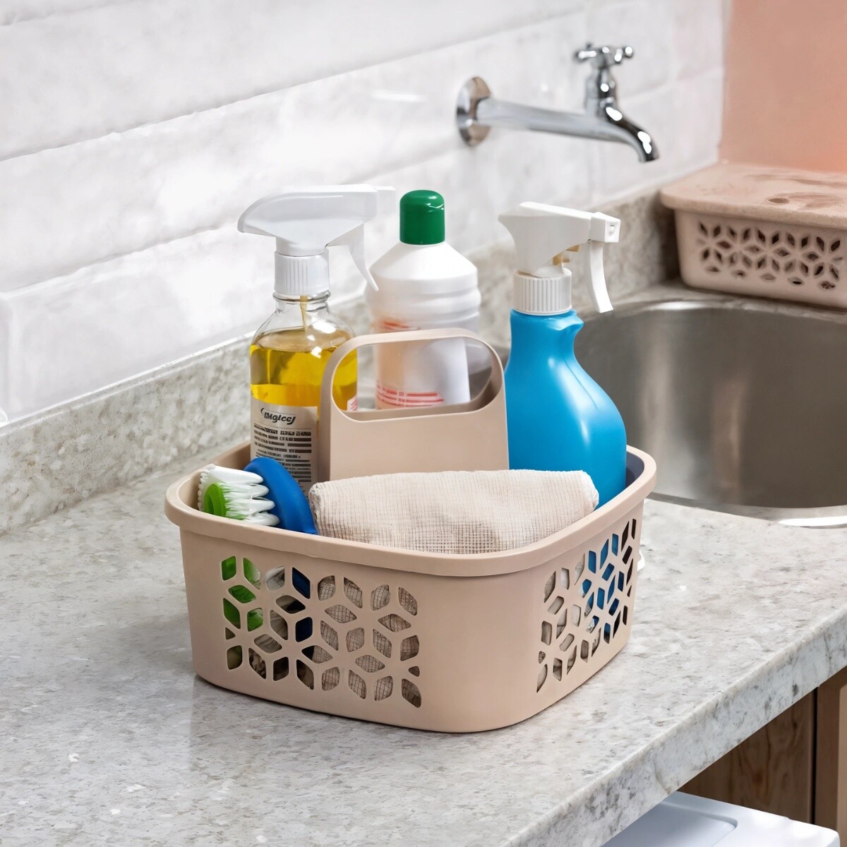 Canasto organizador multiuso con asa 4L - CAPPUCCINO 