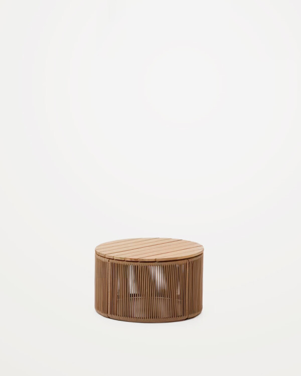 Mesa de centro Dandara de acero, cuerda beige y madera maciza de acacia Ø60 FSC 100% Mesa de centro Dandara de acero, cuerda beige y madera maciza de acacia Ø60 FSC 100%