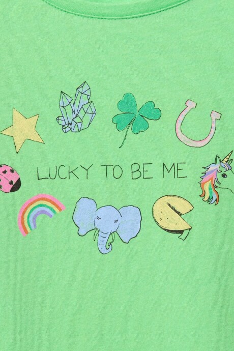 Remera Gráfico Niña Lucky Green