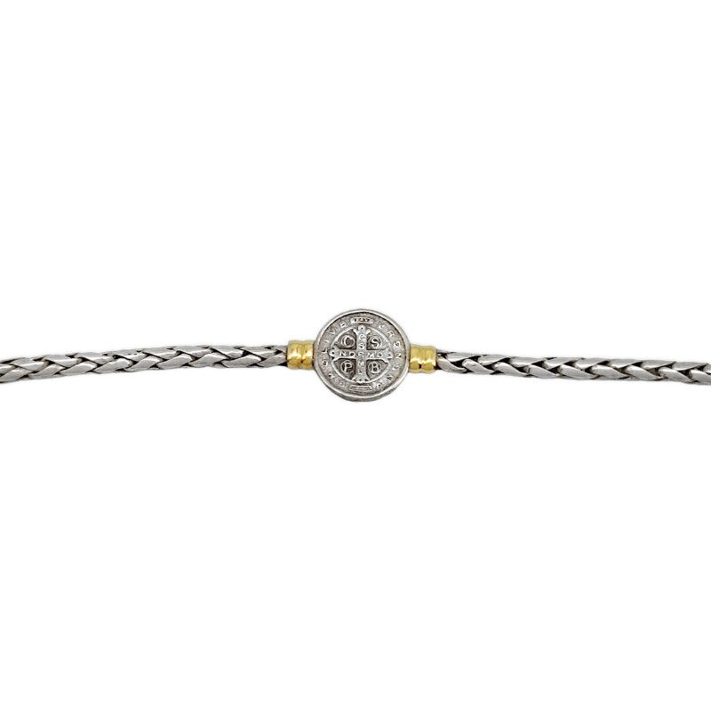 Pulsera San Benito-Plata y Oro-Sin piedra-PU5055 sinpiedra