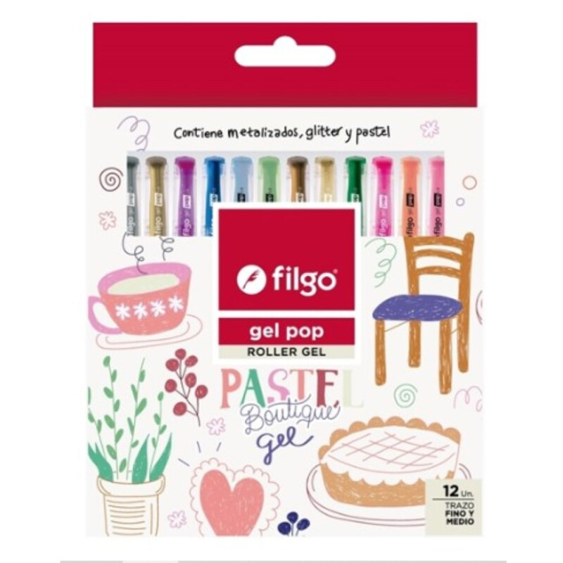 Filgo Roller Gel Pop- Estuche 12 pastel Boutique Unica