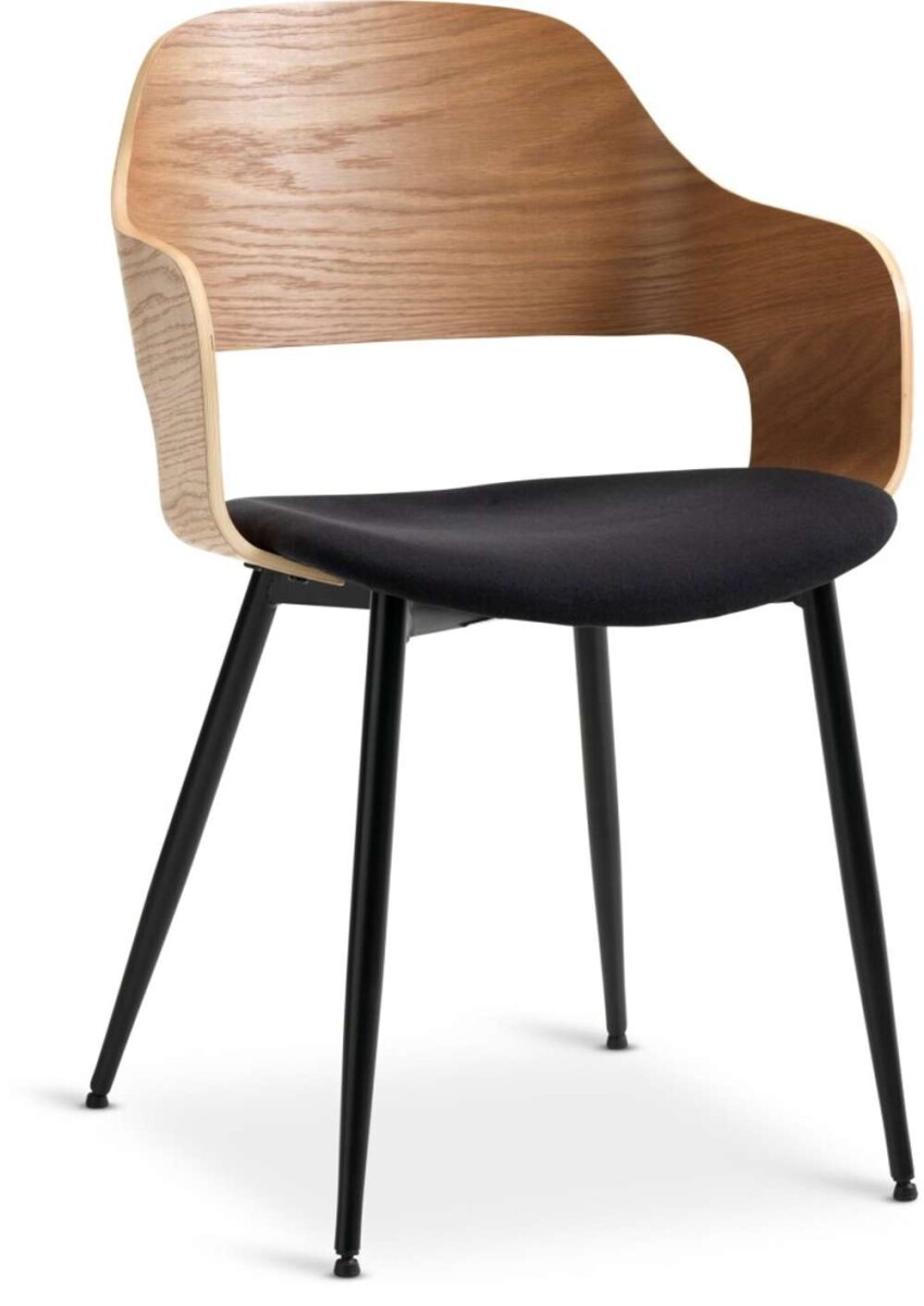 Silla De Comedor Hvidovre Tela - Negro/Roble 
