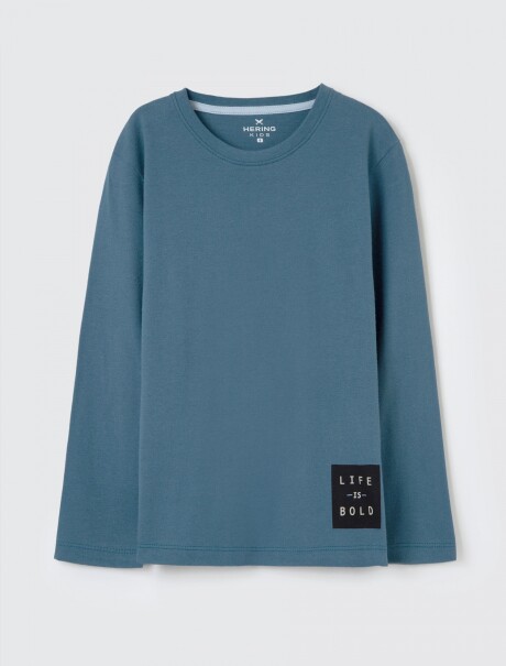 CAMISETA MANGA LARGA INFANTIL CON ESTAMPA CELESTE