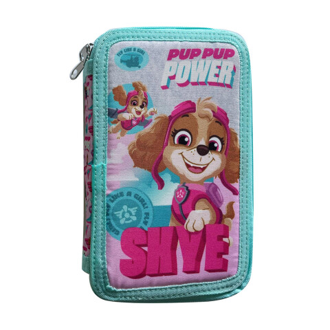 Cartuchera Infantil Paw Patrol 3 Pisos con Cierre 13 x 20 cm TURQUESA