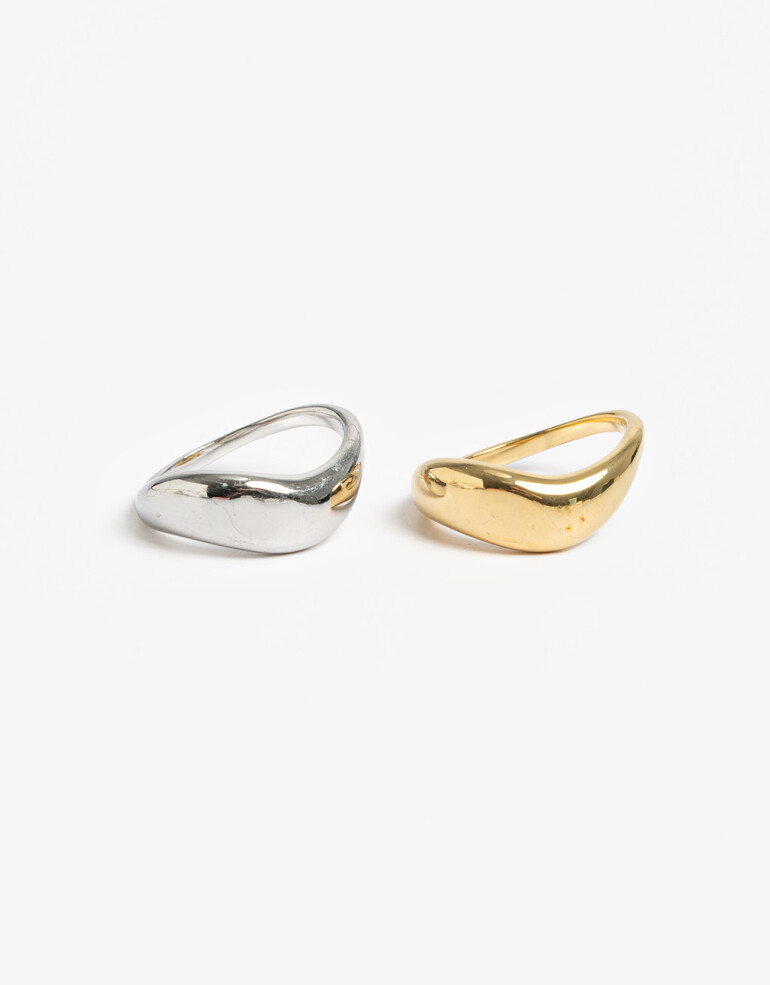 Sets Anillos Metal Set De Anillos Acero - Combinacion Bicolor