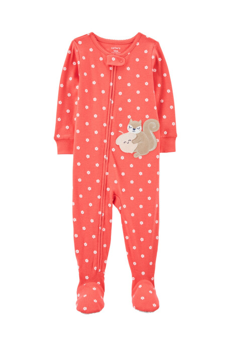 Pijama una pieza de algodón con pie, estampa ardilla Pijama una pieza de algodón con pie, estampa ardilla
