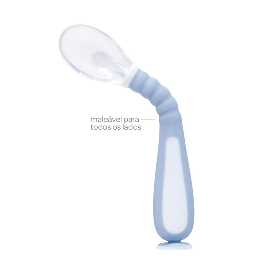 Cuchara flexible con ventosa BUBA celeste