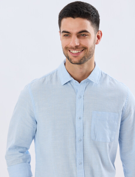 CAMISA LISA DE LINO Celeste